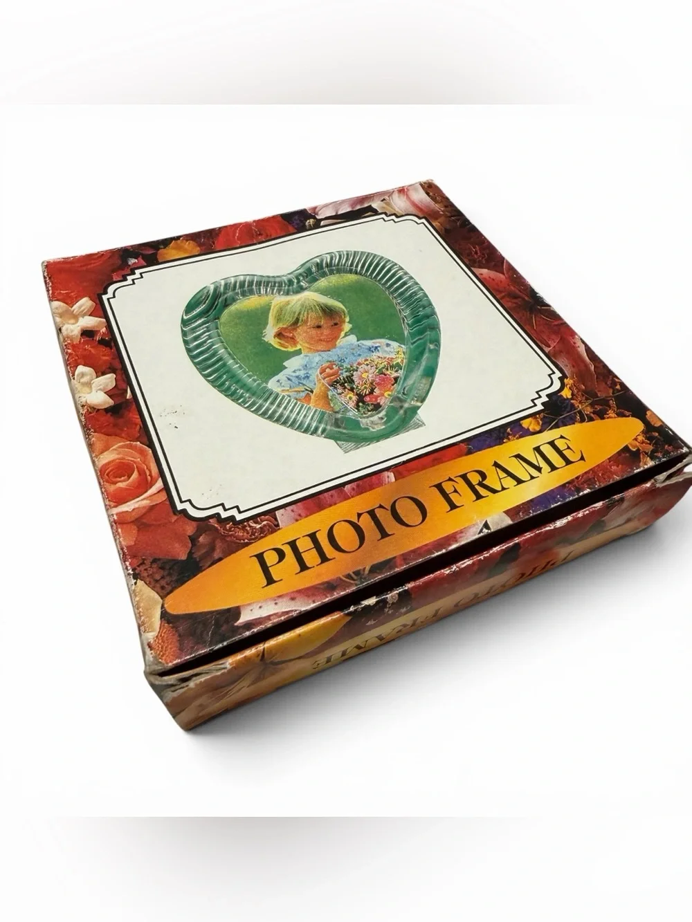 Vintage Pink Heart Shaped Resin Photo Frame 4” Freestanding Display with Box